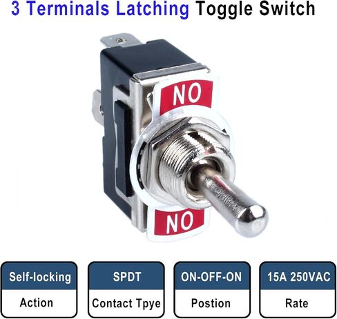 3Pcs SPDT Latching Toggle Switch 30A 12VDC/ 20A 120VAC ON/Off/ON 3Pin Electric Pull Push Switch with Waterproof Boot Cap and Spade Terminals for Car Truck Boat Marine in Kuwait