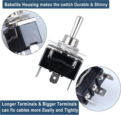 3Pcs SPDT Latching Toggle Switch 30A 12VDC/ 20A 120VAC ON/Off/ON 3Pin Electric Pull Push Switch with Waterproof Boot Cap and Spade Terminals for Car Truck Boat Marine in Kuwait