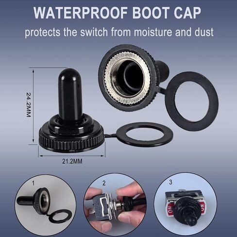 3Pcs SPDT Latching Toggle Switch 30A 12VDC/ 20A 120VAC ON/Off/ON 3Pin Electric Pull Push Switch with Waterproof Boot Cap and Spade Terminals for Car Truck Boat Marine in Kuwait