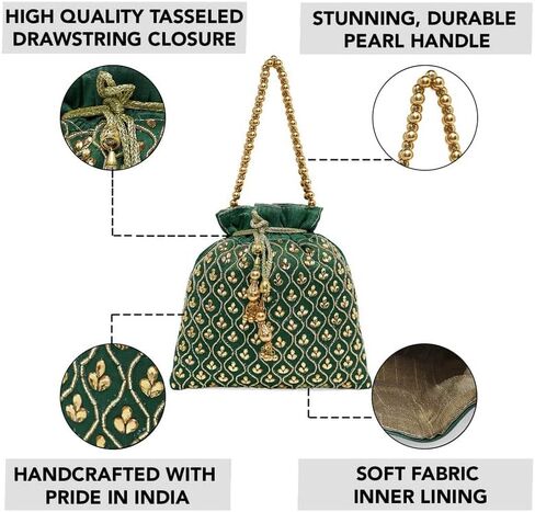 Aheli Potli Purses Gift for Women Handmade Evening Handbag Stylish Bridal Fashion Wristlet in Saudi Arabia