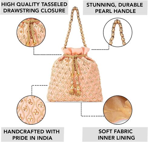 Aheli Potli Purses Gift for Women Handmade Evening Handbag Stylish Bridal Fashion Wristlet in Saudi Arabia