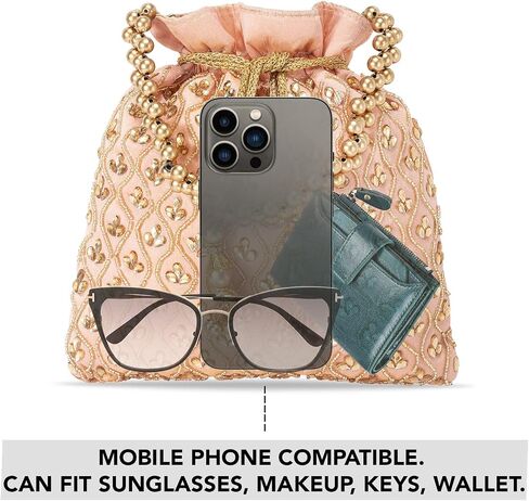 Aheli Potli Purses Gift for Women Handmade Evening Handbag Stylish Bridal Fashion Wristlet in Saudi Arabia