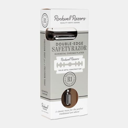 ROCKWELL RAZORS R1 Double Edge Safety Razor in White Chrome, Butterfly Open with 5 Blades in Kuwait