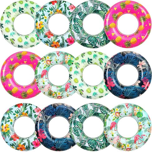Poen Large Pool Floats Tube 32 Inches Tropical Leaves Pool Floats Pool Tube Inflatable Swimming Tubes Pool Rings for Adults Summer Hawaii Luau Beach Pool Supplies(6 Pcs) in Saudi Arabia