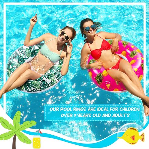 Poen Large Pool Floats Tube 32 Inches Tropical Leaves Pool Floats Pool Tube Inflatable Swimming Tubes Pool Rings for Adults Summer Hawaii Luau Beach Pool Supplies(6 Pcs) in Saudi Arabia