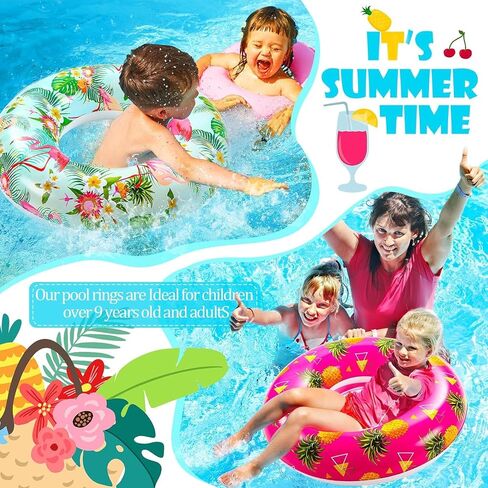 Poen Large Pool Floats Tube 32 Inches Tropical Leaves Pool Floats Pool Tube Inflatable Swimming Tubes Pool Rings for Adults Summer Hawaii Luau Beach Pool Supplies(6 Pcs) in Saudi Arabia