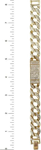 Charles Raymond Mens Womens CZ Miami Cuban Link Hip Hop Iced Out Bracelet with Bling Blling Rhinestones - BB001 in Kuwait