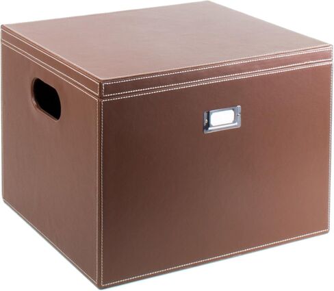 G.U.S. Hanging File Box | Decorative Hanging File Folders Storage Bins with Lids | Portable Desktop File Organizer Box for Home Office Organization | For Letter & Legal Documents | Black Leatherette in Saudi Arabia