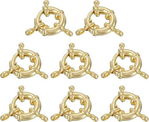 uxcell Spring Ring Clasps, 8 Pcs 13mm Brass Round Closed Spring Ring Clasps Connectors for DIY Necklace Bracelets Jewelry Making, Gold Tone in Saudi Arabia