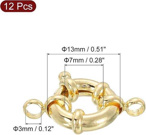 uxcell Spring Ring Clasps, 8 Pcs 13mm Brass Round Closed Spring Ring Clasps Connectors for DIY Necklace Bracelets Jewelry Making, Gold Tone in Saudi Arabia