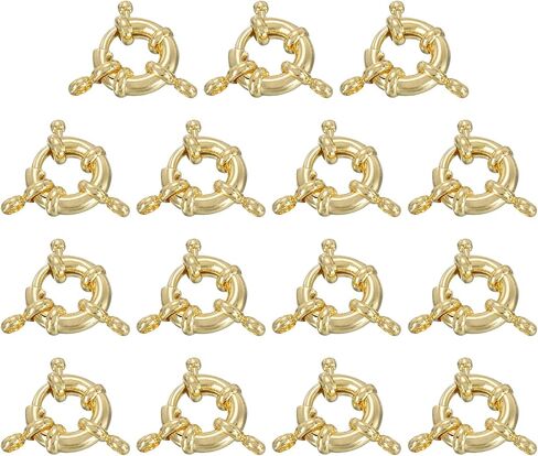 uxcell Spring Ring Clasps, 8 Pcs 13mm Brass Round Closed Spring Ring Clasps Connectors for DIY Necklace Bracelets Jewelry Making, Gold Tone in Saudi Arabia