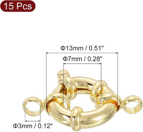 uxcell Spring Ring Clasps, 8 Pcs 13mm Brass Round Closed Spring Ring Clasps Connectors for DIY Necklace Bracelets Jewelry Making, Gold Tone in Saudi Arabia