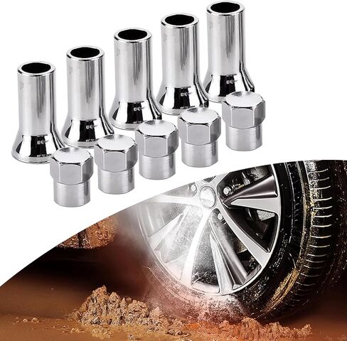 10 PCS Car TR413AC Tire Valve Stem Sleeve and Cap Kit, Universal TPMS Rubber Valve Stems Anti-Leak Valve (Silver) in Kuwait