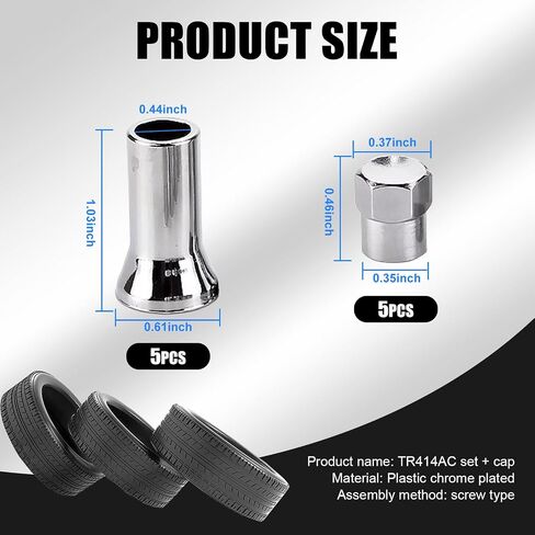 10 PCS Car TR413AC Tire Valve Stem Sleeve and Cap Kit, Universal TPMS Rubber Valve Stems Anti-Leak Valve (Silver) in Kuwait