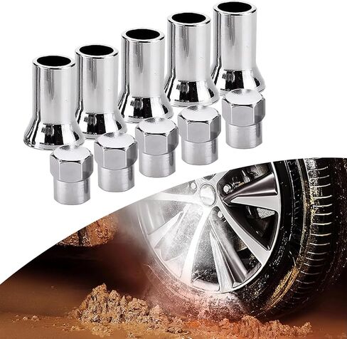 10 PCS Car TR413AC Tire Valve Stem Sleeve and Cap Kit, Universal TPMS Rubber Valve Stems Anti-Leak Valve (Silver) in Kuwait