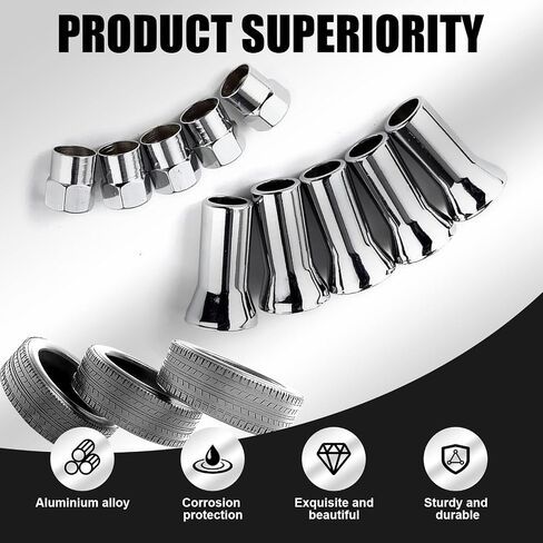 10 PCS Car TR413AC Tire Valve Stem Sleeve and Cap Kit, Universal TPMS Rubber Valve Stems Anti-Leak Valve (Silver) in Kuwait