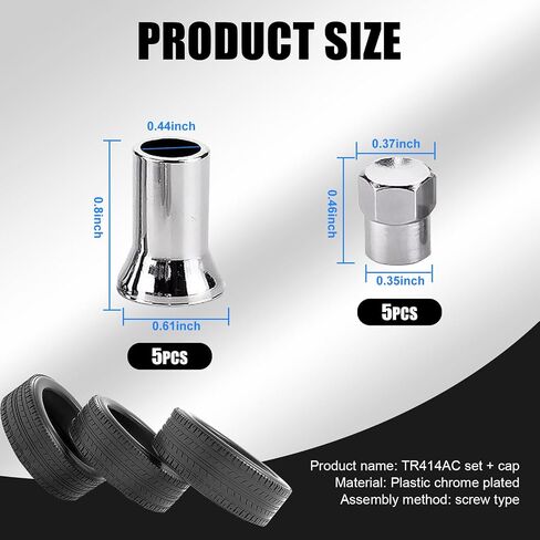 10 PCS Car TR413AC Tire Valve Stem Sleeve and Cap Kit, Universal TPMS Rubber Valve Stems Anti-Leak Valve (Silver) in Kuwait