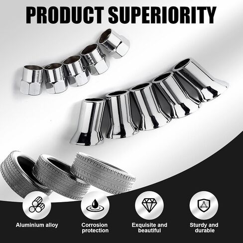 10 PCS Car TR413AC Tire Valve Stem Sleeve and Cap Kit, Universal TPMS Rubber Valve Stems Anti-Leak Valve (Silver) in Kuwait