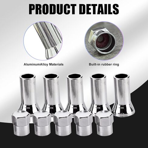 10 PCS Car TR413AC Tire Valve Stem Sleeve and Cap Kit, Universal TPMS Rubber Valve Stems Anti-Leak Valve (Silver) in Kuwait