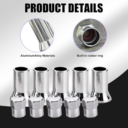 10 PCS Car TR413AC Tire Valve Stem Sleeve and Cap Kit, Universal TPMS Rubber Valve Stems Anti-Leak Valve (Silver) in Kuwait