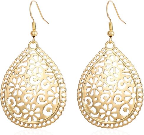 BIRSTONE Handmade Teardrop Earrings with Brushed Finished Dangle Earrings in Kuwait