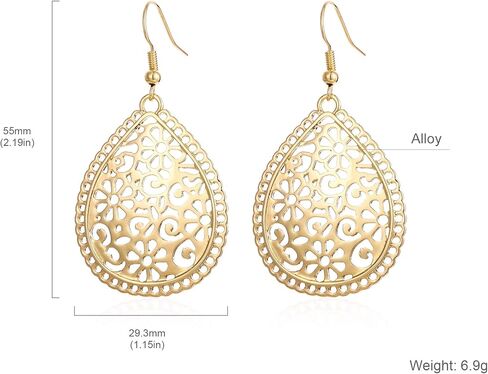 BIRSTONE Handmade Teardrop Earrings with Brushed Finished Dangle Earrings in Kuwait