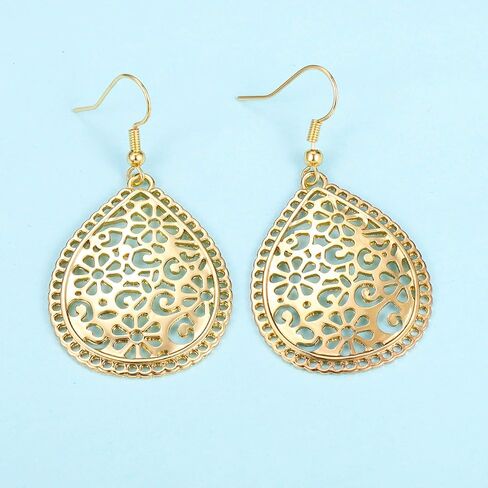 BIRSTONE Handmade Teardrop Earrings with Brushed Finished Dangle Earrings in Kuwait