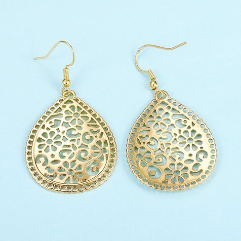 BIRSTONE Handmade Teardrop Earrings with Brushed Finished Dangle Earrings in Kuwait
