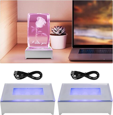 LED Light Base Rectangle Display Stand, 4 LED Light Multi Color Changing LED Light Base Rectangle LED Lights Display Base with 9 Lighting Modes (2Pcs) in Kuwait