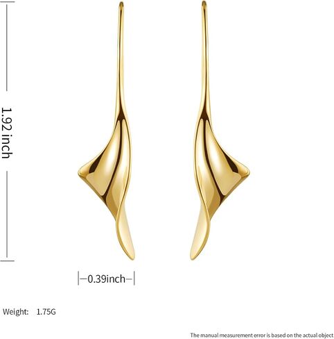 14K Gold Hoop Earrings for Women, Hypoallergenic Spiral Threader Gold Plated Dangle Earrings Fashion Jewelry，Gift for Women in Saudi Arabia