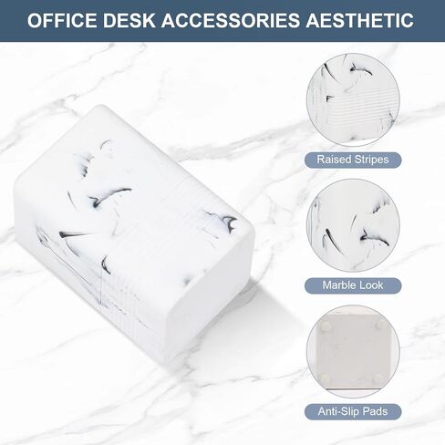 Resin Office Pen Holder for Desk Cute, Marble Look Pencil Holder and Makeup Brush Holder, Pen Cup Holder for Desk Organizers and Accessories, White in Saudi Arabia