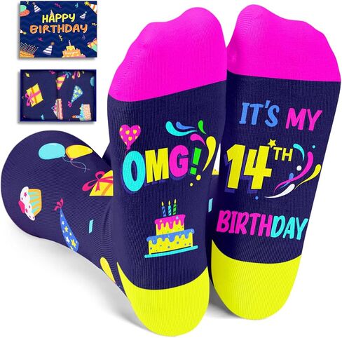 HAPPYPOP Gifts for Teenage Boys Girls Funny Gifts for Teens, 14th Birthday Gifts for 14 Year Old Girls Boys, Funny Crazy Socks for Teens in Kuwait