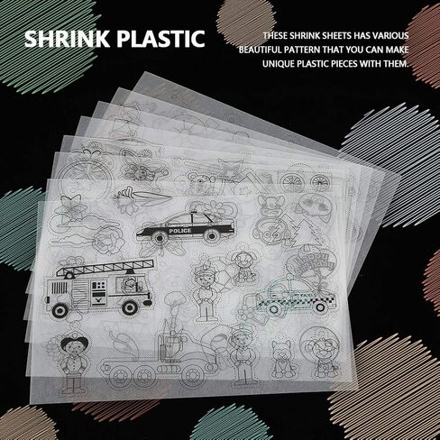 8pcs Shrinky Dink Papers, Heat Shrink Sheet Cartoon House Vehicles Clothing Flower Fairies Pattern Heat Shrinky Paper for DIY Keychain Pendant, Earrings and Other Craft(for Boy) in Saudi Arabia