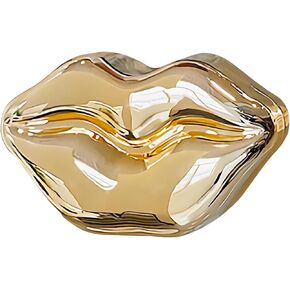 Women Acrylic Lips-shaped Evening Bags Purses Clutch Vintage Banquet Handbag(Golden)