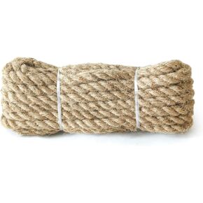 Jute Rope 1/2 inch x 25 ft, Multipurpose Braided Hemp Rope Natural Twisted Manila Rope Thick for Indoor and Outdoor Use for Porch Swing Rope, Crafting, Home Decor, Cat Scratch Post