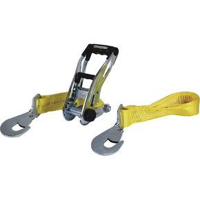 SmartStraps Tire Bonnet Ratchet Straps — Commercial Duty Tire Bonnet Tie Down with Ratchet — 10,000lb Break Strength, 3,333lb Safe Load — Haul Equipment, Tractors and Vehicles, Small, Yellow, 1 Pack