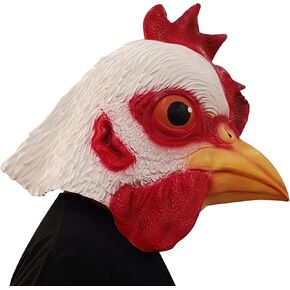 Gentleman Chicken Rooster Head Latex Mask for Masquerade Party Costume