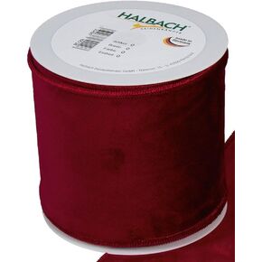 Floristrywarehouse Burgundy Red Christmas Velvet Fabric Ribbon 4 inches Wide on 9 Yards roll. Wired Edge
