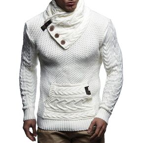 Leif Nelson Men’s Knitted Pullover | Long-Sleeved Slim fit Knitwear | Winter Sweatshirt with Shawl Collar for Men in Kuwait