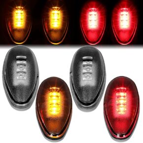 Auto Dynasty 4Pc عدسات مدخنة مزدوجة السرير درابزين LED مصباح تحديد جانبي متوافق مع تشيفي سيلفرادو سييرا 2500 3500HD 01-14
