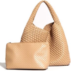 Leather Tote Bag Women Shoulder Hangbags Large Purse Woven Bags for Women Travel Leather Bag Hobo Clouchy Bags with Purse