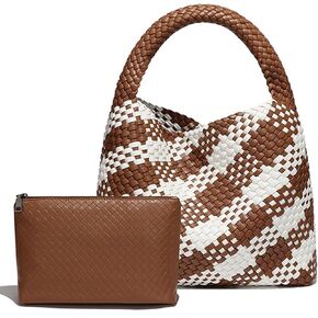 Leather Tote Bag Women Shoulder Hangbags Large Purse Woven Bags for Women Travel Leather Bag Hobo Clouchy Bags with Purse