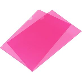 YOKIVE 12 Pack L Type Folder, A4 Size Clear Project Pockets | Plastic Sleeves Document Folders Jackets Sheet Protectors, Great for Office(Pink)