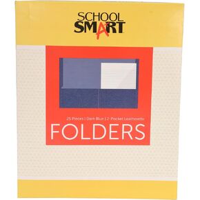 School Smart 2-Pocket Folders, Dark Blue, Pack of 25