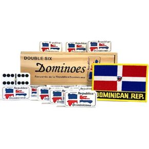 Double Six Dominican Republic Flag Engraved Dominoes