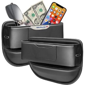 Car seat Gap Filling Organizer,Multi-Function car Console Leather Storage Box, Men car Interior Accessories,Cup Holders,Car Front seat Storage for Holding Sunglasses Phone,SUV Truck Necessities