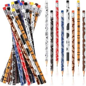 Teling 32 Pcs Western Cowboy Cowgirl Pencils for Kids Fun Cowboy Horse Theme Decorative Wood Pencils with Eraser for Horse Racing Party Favors Students Teacher Student Reward, 8 Styles