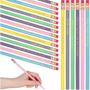 36 Pcs Book Nerd Pencil Bulk With Eraser Book Lover Pencils Reading Motivational 6 Design Pencil Assortment Fun Educational Sharpened BookLover Gifts Pencils Wooden Graphite 2b Pencils