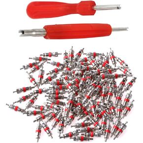 مجموعة أدوات إصلاح الإطارات 2 في 1 من لانتي مع مزيلات أساسية للصمام و100 نواة جذعية بديلة للصمام - مثالية للسيارات والشاحنات والدراجات النارية والمزيد in Kuwait