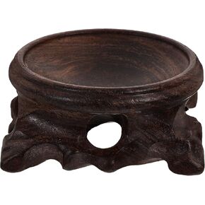 HOMSFOU Wood Crystal Holder Crystal Ball Display Stand Wood Base Sphere Globe Stone Holder Quartz Ball Orb Holder Egg Base Hollow Stand Decoration for Wood Craft Decoration 8X3cm